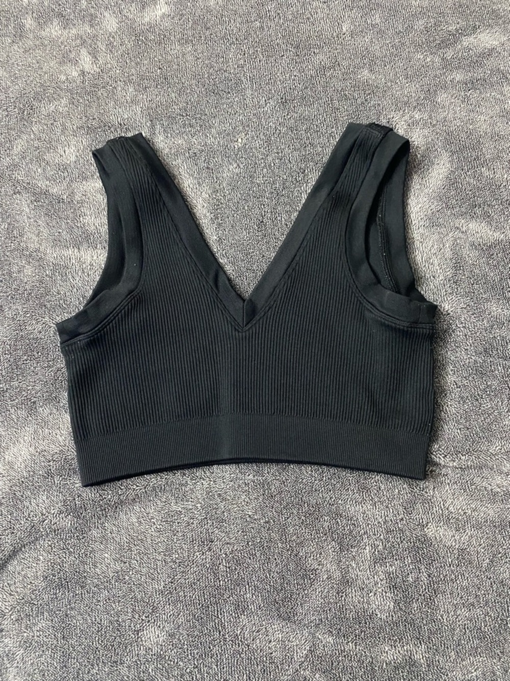 Aerie OFFLINE Seamless Ribbed Sports Bra Black Size Med Activewear Yoga
